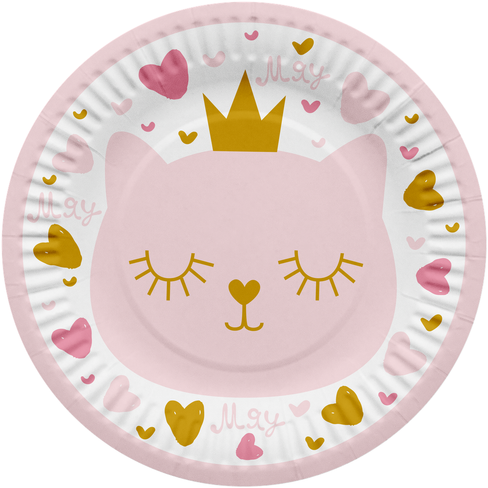 Тарелки бумажные «Котенок принцесса» 18 см, 6 шт