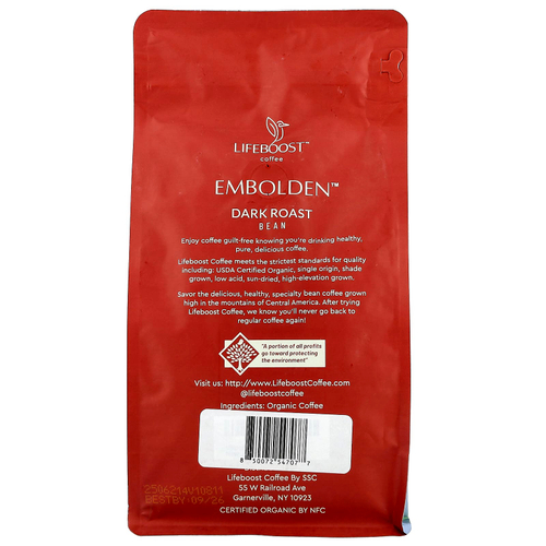 Lifeboost, Coffee, Embolden ™, зерна, темная обжарка, 340 г (12 унций)