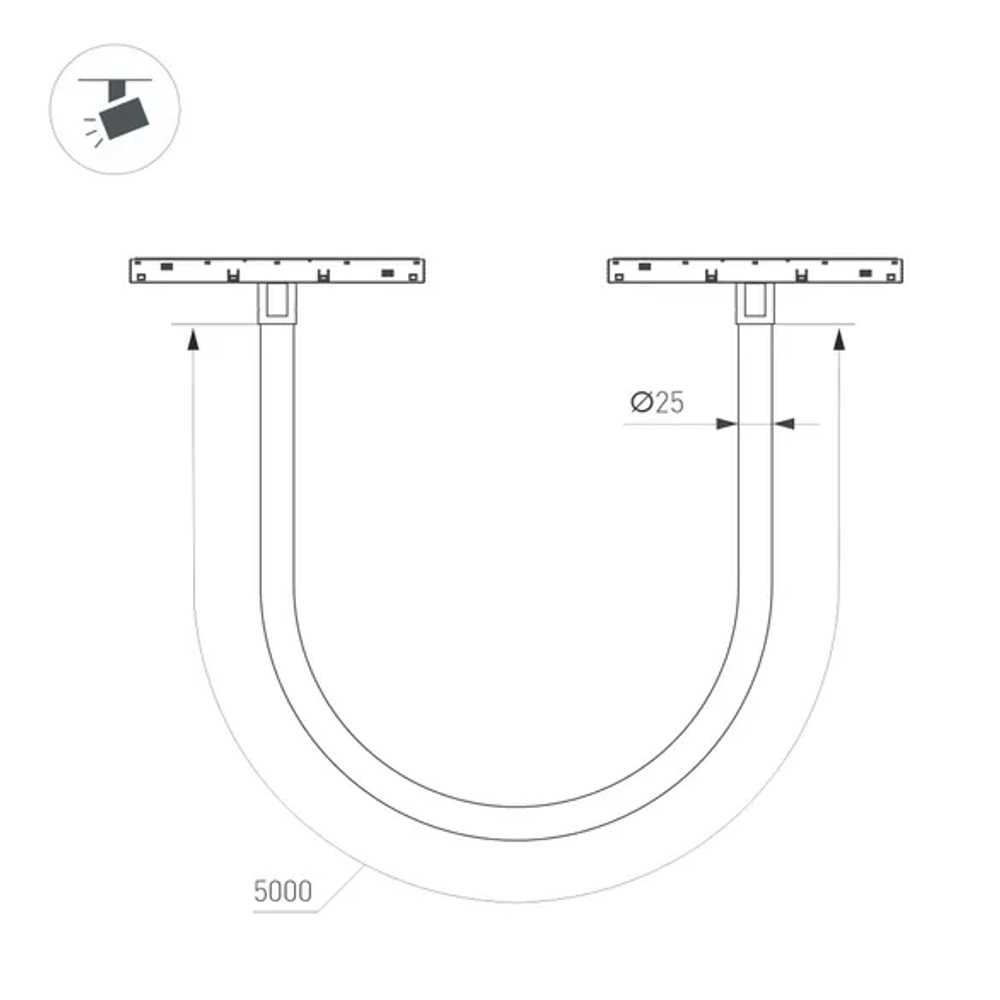 Светильник MAG-ORIENT-TUBE-ELASTIC-R25-L5000-70W Warm3000 (BK, 360 deg, 48V, DALI) (Arlight, IP20 Металл, 3 года) 044341