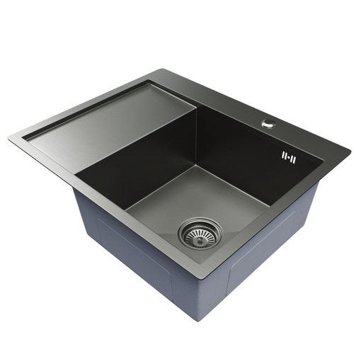 Мойка настол.монтаж 60х50 (3,0) прав. вып 3 1/2  MIXLINE PRO с ФАСКОЙ 20см с сифоном (черный графит)