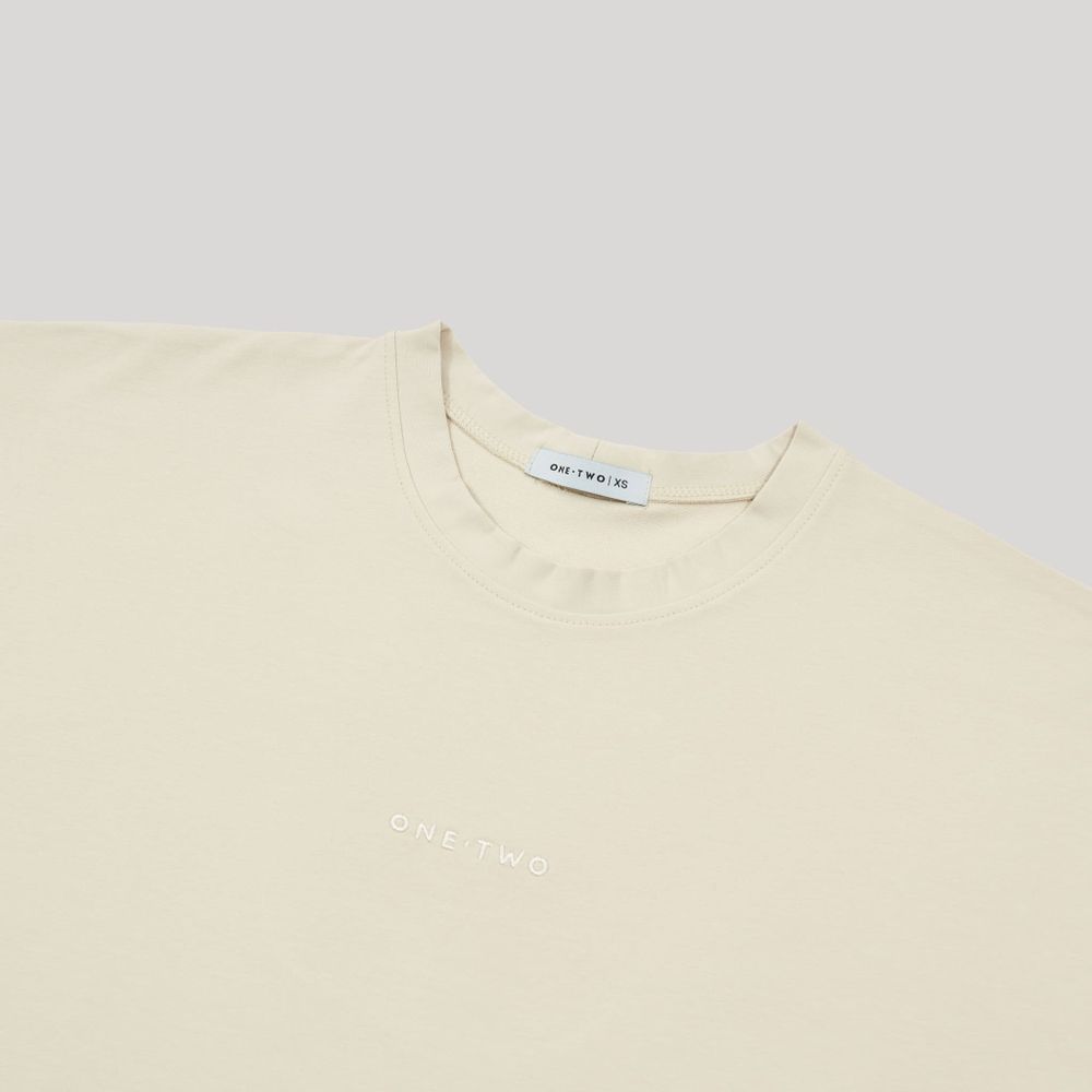 Футболка One Two Logo Moonbeam бежевая