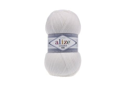 ALIZE "LANAGOLD 800", 49% шерсть, 51% акрил, 100 гр, 800 м, 55 белый