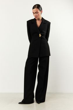 Брюки-палаццо черные из плотной вискозы