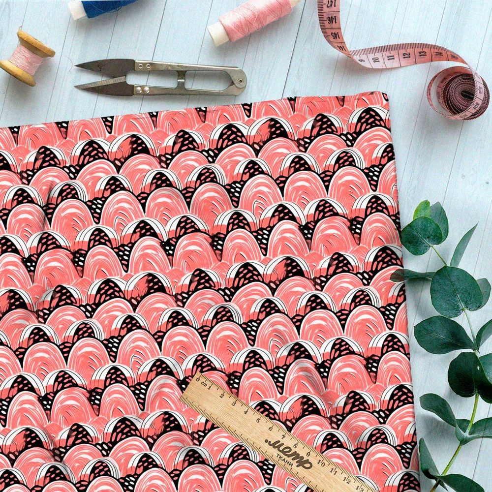 Ткань премиум таффета пастельные волны отражений