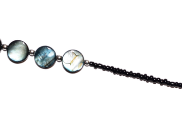 Цепочка чёрная бисер с камнями перламутр D041 , 70 см