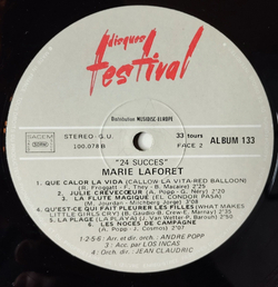 Винтажная виниловая пластинка LP Marie Laforet 24 Succes (France 1974) Ivan, Boris Et Moi