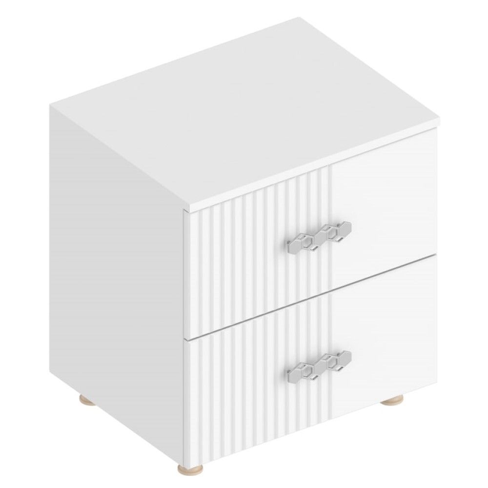 Тумба прикроватная с 2 ящиками МС "Сандра" (Белый лофт)