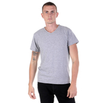 Мужская хлопковая футболка с V-образным вырезом (Размер: L) (Цвет: серый)