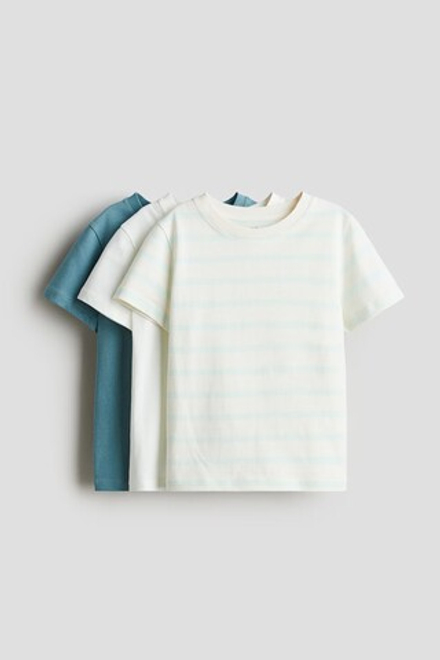 H&M Набор из 3 однотонных футболок, бирюзовый