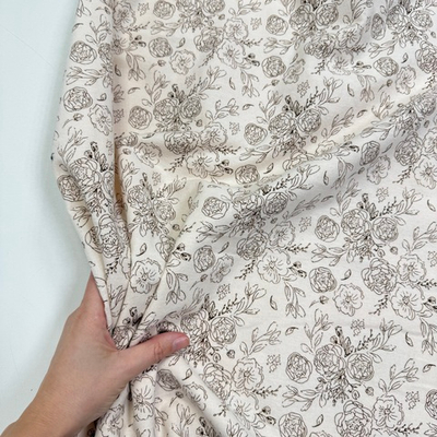 Фланель Кружевные пионы (светло-бежевый)