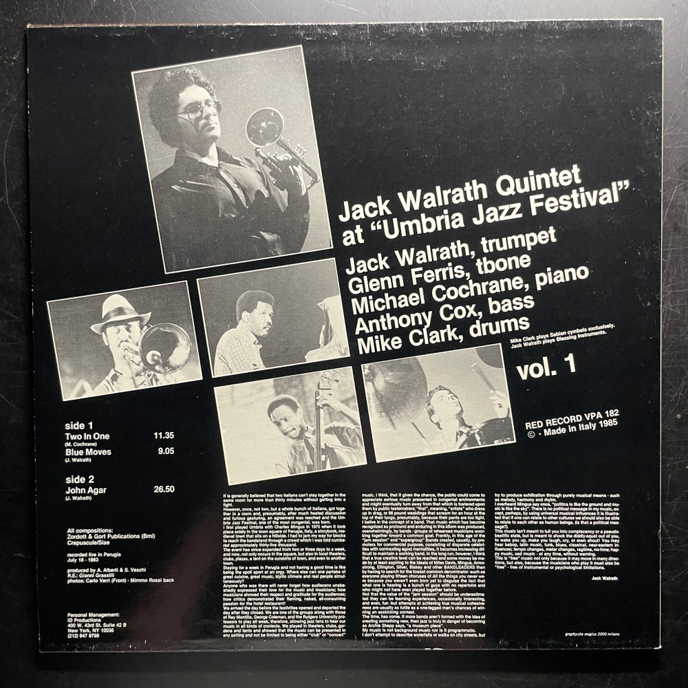 Jack Walrath Quintet ‎– At "Umbria Jazz Festival" Vol.1 (Италия 1985г.)