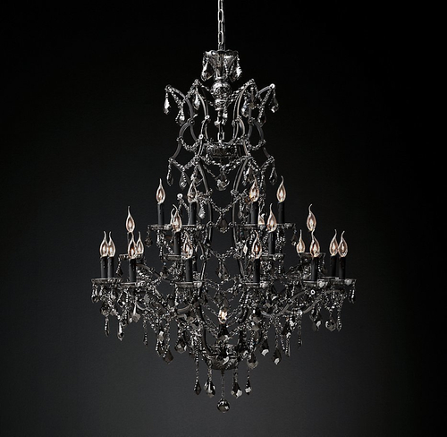 Подвесной дизайнерский светильник  19th C. Rococo Iron & Smoke Crystal Round Chandelier 41" by Restoration Hardware