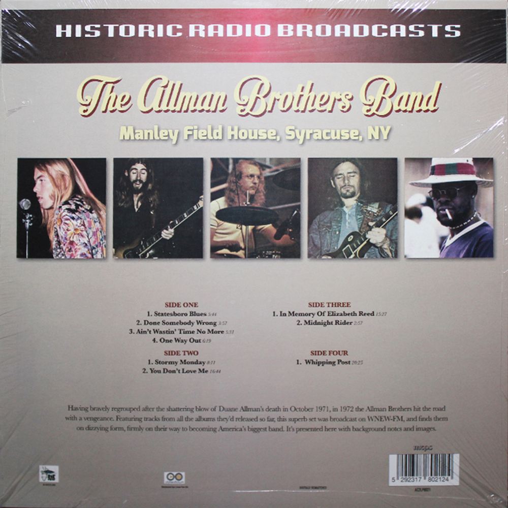 The Allman Brothers Band / Manley Field House, Syracuse, NY (2LP)