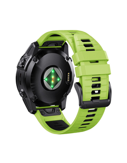 Ремешок силиконовый QuickFit 22 мм. для Garmin Fenix 7 PRO/7/6/5/5 plus, Quatix 5, MARQ, Forerunner 935 / 945, instinct, instinct 2 Лайм/Черный
