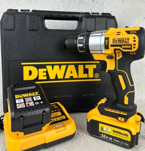 Дрель шуруповерт аккумуляторная ударная Dewalt 36В 2 АКБ в кейсе с набором инструментов
