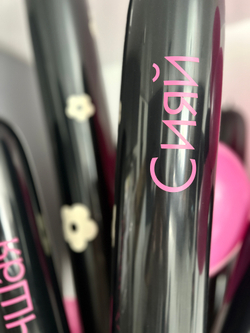 Воздушные гелиевые шарики с доставкой по Хабаровску фуксия/черный ШДМ №4867