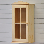 Шкаф навесной Бритта 1 дверь с карнизом из массива сосны для кухни и ванной, в натуральной отделке