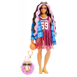 Barbie Extra - Мода для кукол и домашних животных + Аксессуары № 13 Спортивное платье Черно-розовые волосы HDJ46