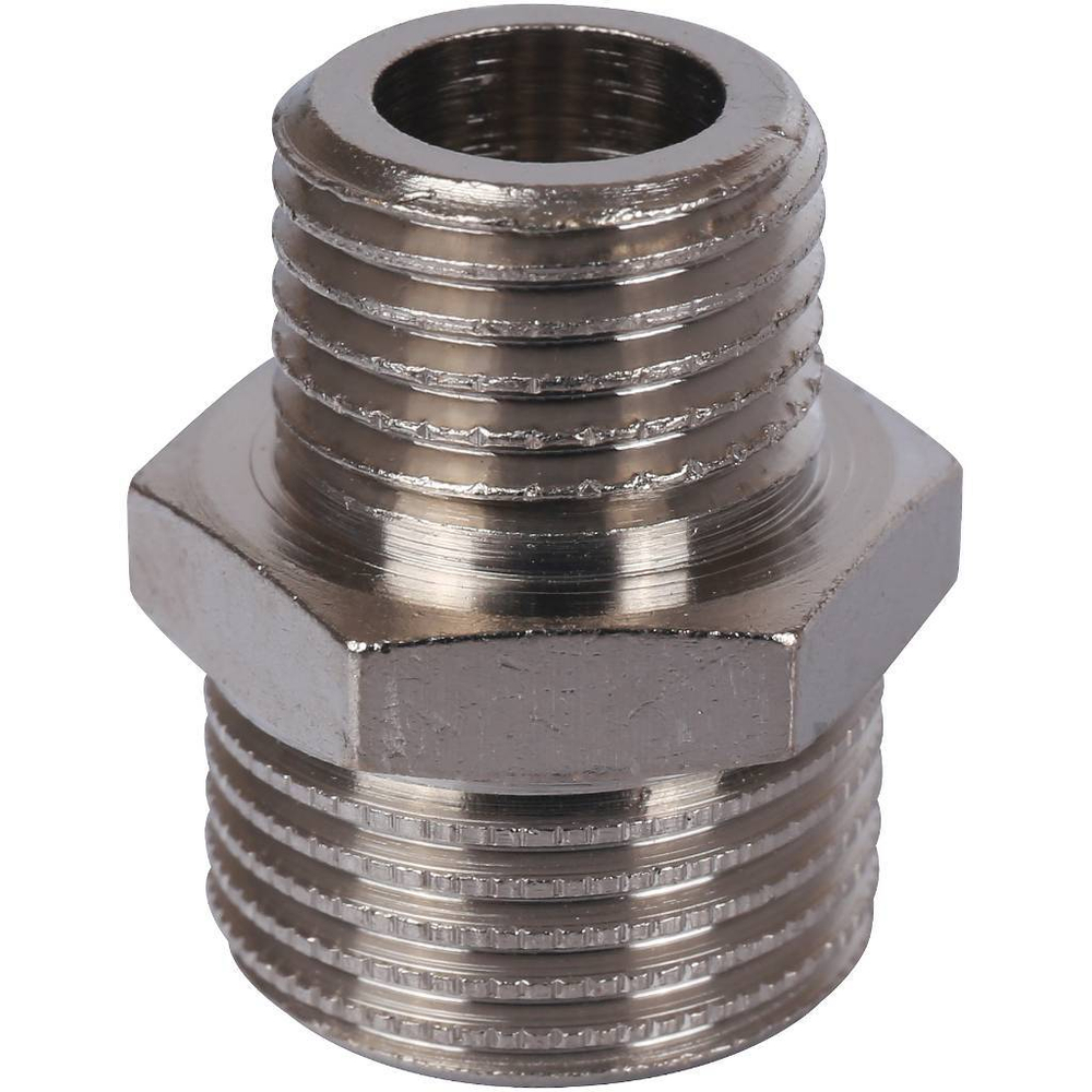 Ниппель STOUT переходной никелированный 3/8"x1/4" НР/НР