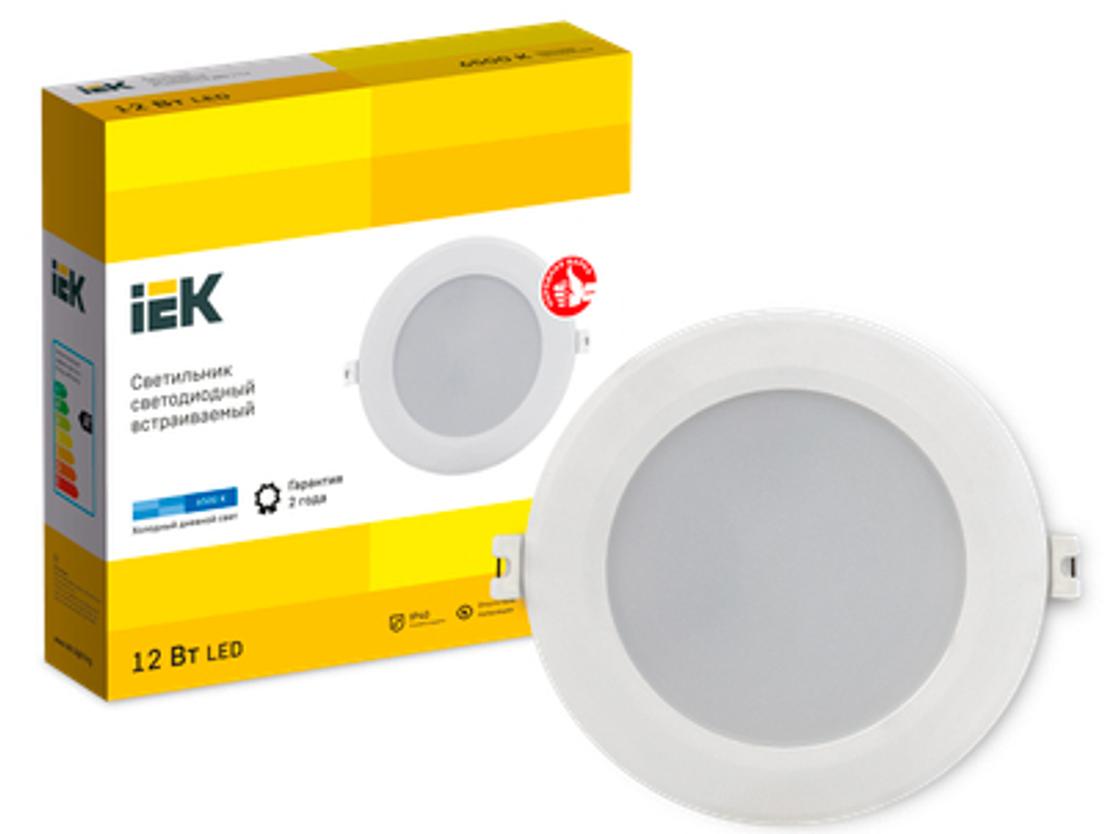 Светильник светодиодный ДВО 1714 белый круг 12Вт 6500К IP40 IEK