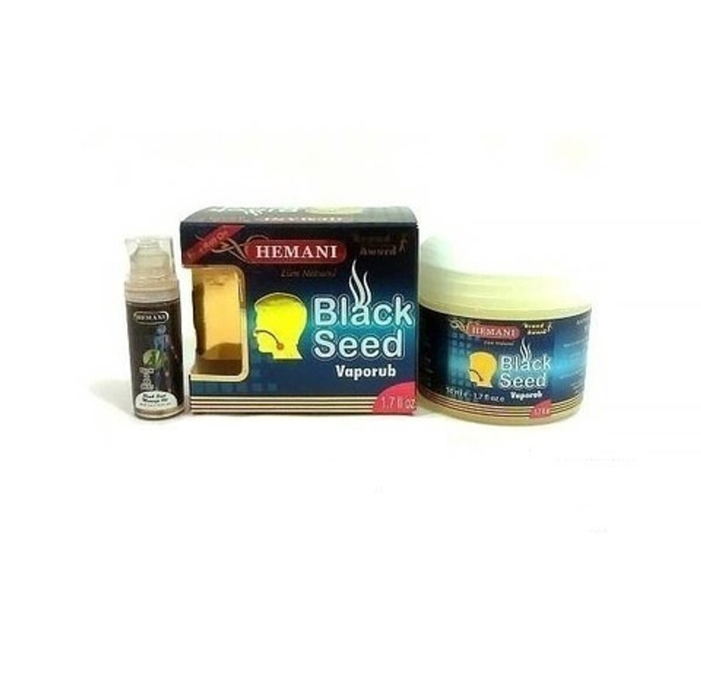 Мазь Hemani Vaporub Black Seed Черный тмин 50 мл + масло-роллер для ингаляций 5 мл