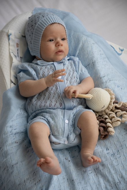 Комплект на выписку "Сакура" с песочником, Голубой