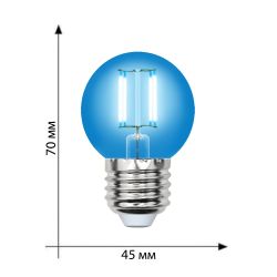 LED-G45-5W-BLUE-E27 GLA02BL Лампа светодиодная. Форма шар. Серия Air color. Синий свет. Картон. ТМ Uniel