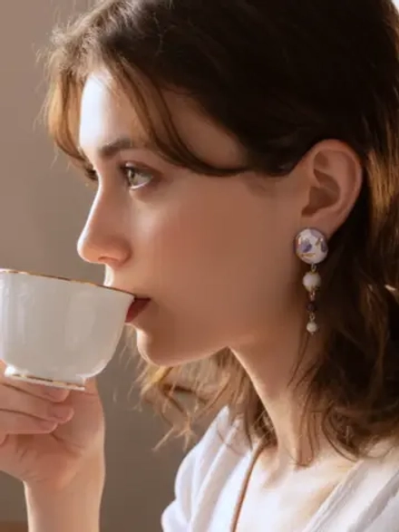 Серьги Цветочное поле с аметистом