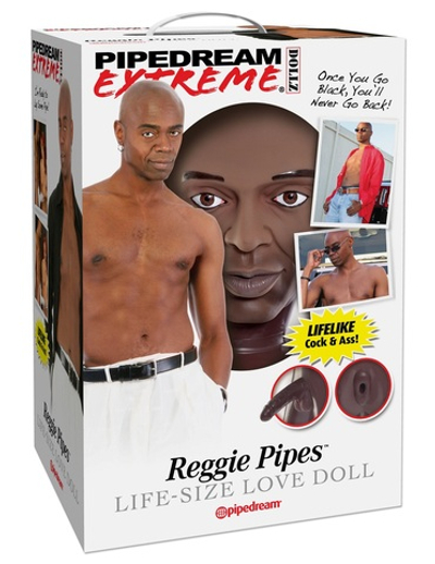Кукла надувная PDX Dollz Reggie Pipes с фаллосом (Цвет: коричневый)
