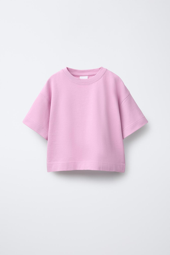 ZARA ОДНОТОННАЯ ФУТБОЛКА HEAVY WEIGHT, ЦВЕТ МАЛЬВЫ