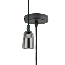 DLC-T-S31-E27 TS-1M-BL PEARL BLACK Патрон декоративный. серия Techno. с проводом 1м и креплением. Материал алюминий. Цвет черный жемчуг. ТМ Uniel.