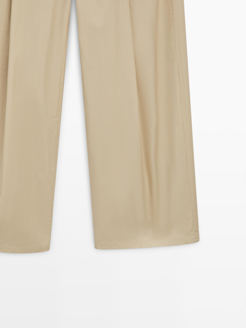 Massimo Dutti Хлопковые брюки с широкими штанинами, песочный