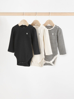 Боди с длинным рукавом для малышей Next N95-272, 3 шт., Черный, Молочный