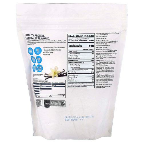 Isopure, протеиновый порошок с низким содержанием углеводов, таитянская ваниль, 454 г (1 фунт)