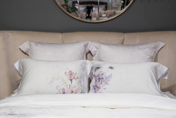 Постельное белье 2 спальное евро Garda Decor Фиори сиренево-белое