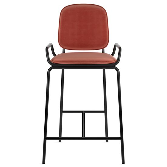 Стул полубарный ror, 2 frame, велюр, черный/темно-красный