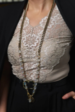 Сотуар цепи и опалы с монетой, оттенок золото