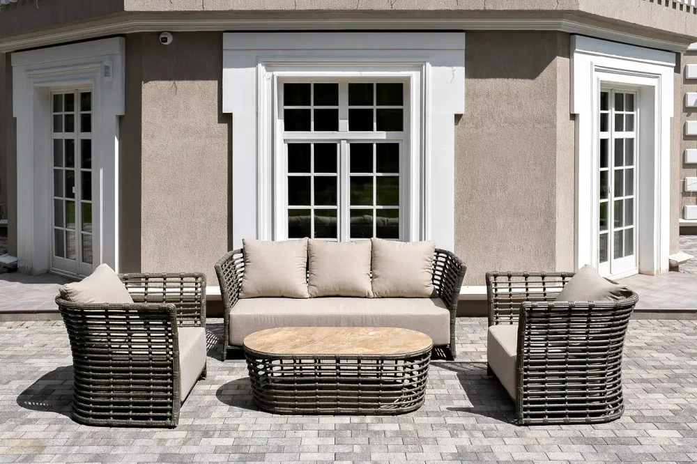 "Валенсия" лаунж-зона из искусственного ротанга, цвет серый