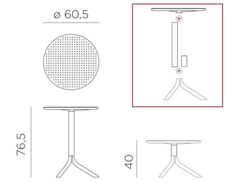 Стол пластиковый обеденный Nardi Step + Step Mini, антрацит