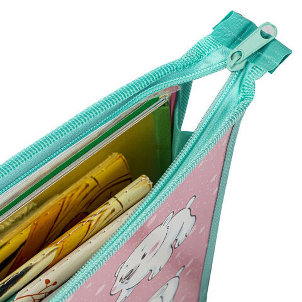 Папка для тетрадей ПИФАГОР А4, 1 отделение, картон/пластик, на молнии, "Polar bear", 270855