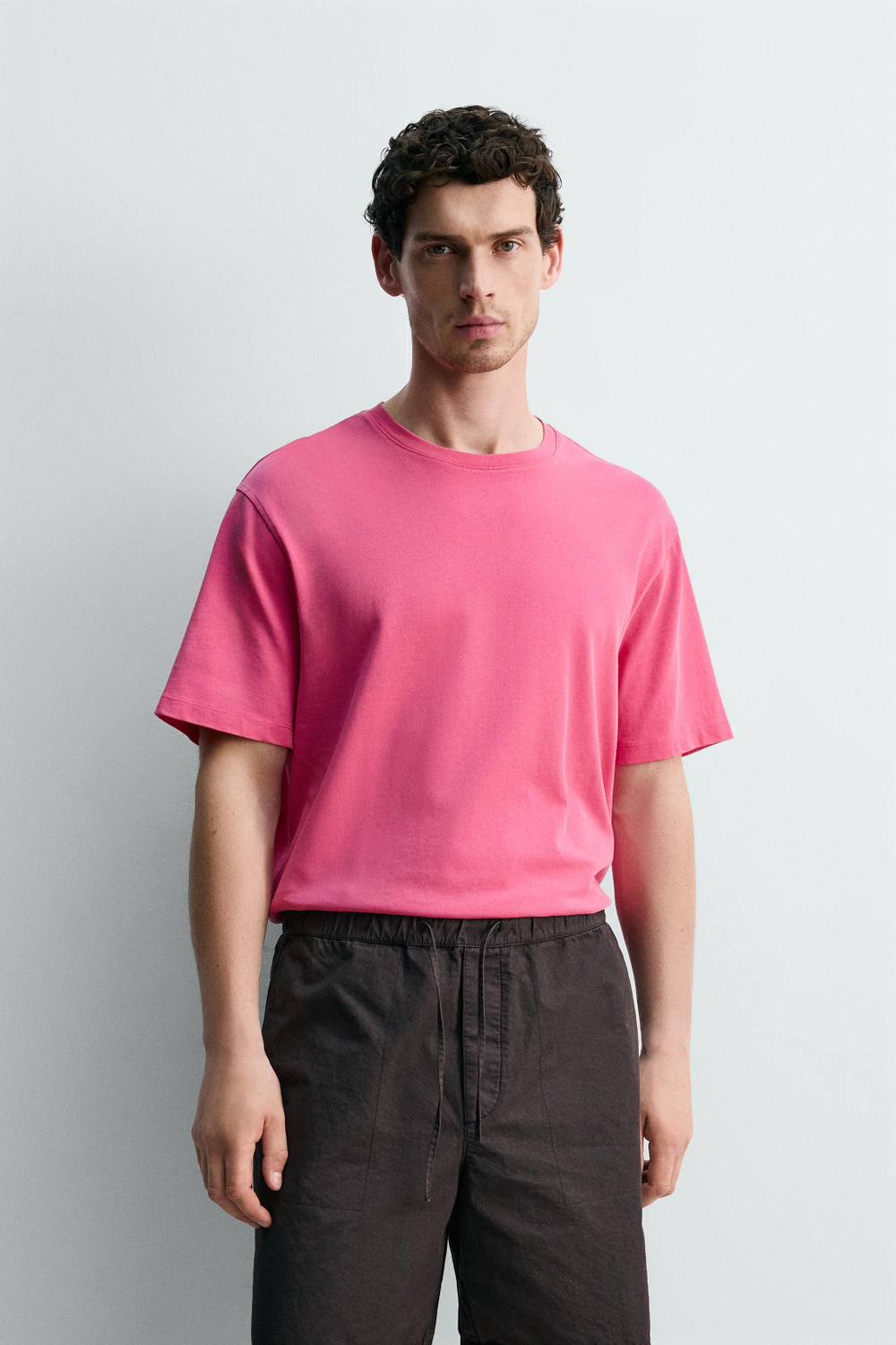 ZARA ФУТБОЛКА С КОРОТКИМ РУКАВОМ, РОЗОВЫЙ
