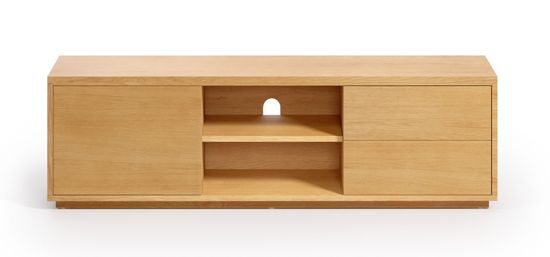 Abilen Тумба под TV с 1 дверцей из шпона дуба с 2 ящиками 150 x 43,6 см цвет натуральный