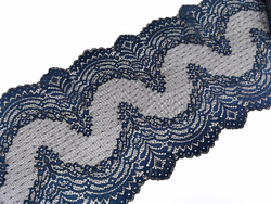 Эластичное кружево, 23см, темно-синее с черным, (Арт: EK-2613), м