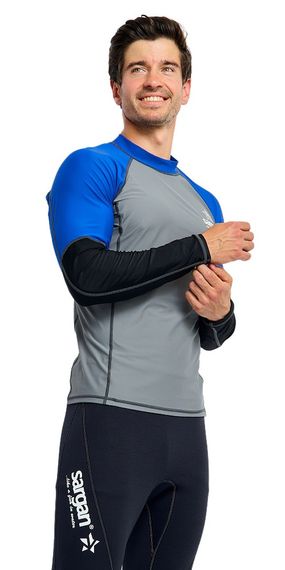 Футболка рашгард лонгслив Sargan Агидель UPF 50+ мужская серо-синяя роял-черный