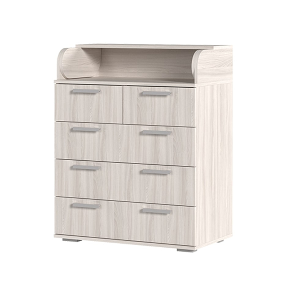 К-1 М Комод 5 ящиков и 1 полка с пеленальным столиком Ясень шимо светлый / Ясень шимо светлый