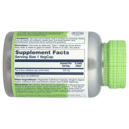 Solaray, True Herbs, кора муравьиного дерева, 550 мг, 100 растительных капсул