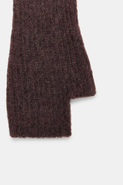 ZARA КОРОТКИЕ ТРИКОТАЖНЫЕ МИТЕНКИ, ШОКОЛАДНЫЙ