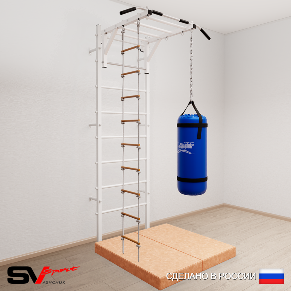 Шведская стенка Sv Sport усиленная 6317 (Турник рукоход/Лестница/Цепь/Мешок 30кг/Мат 1м)