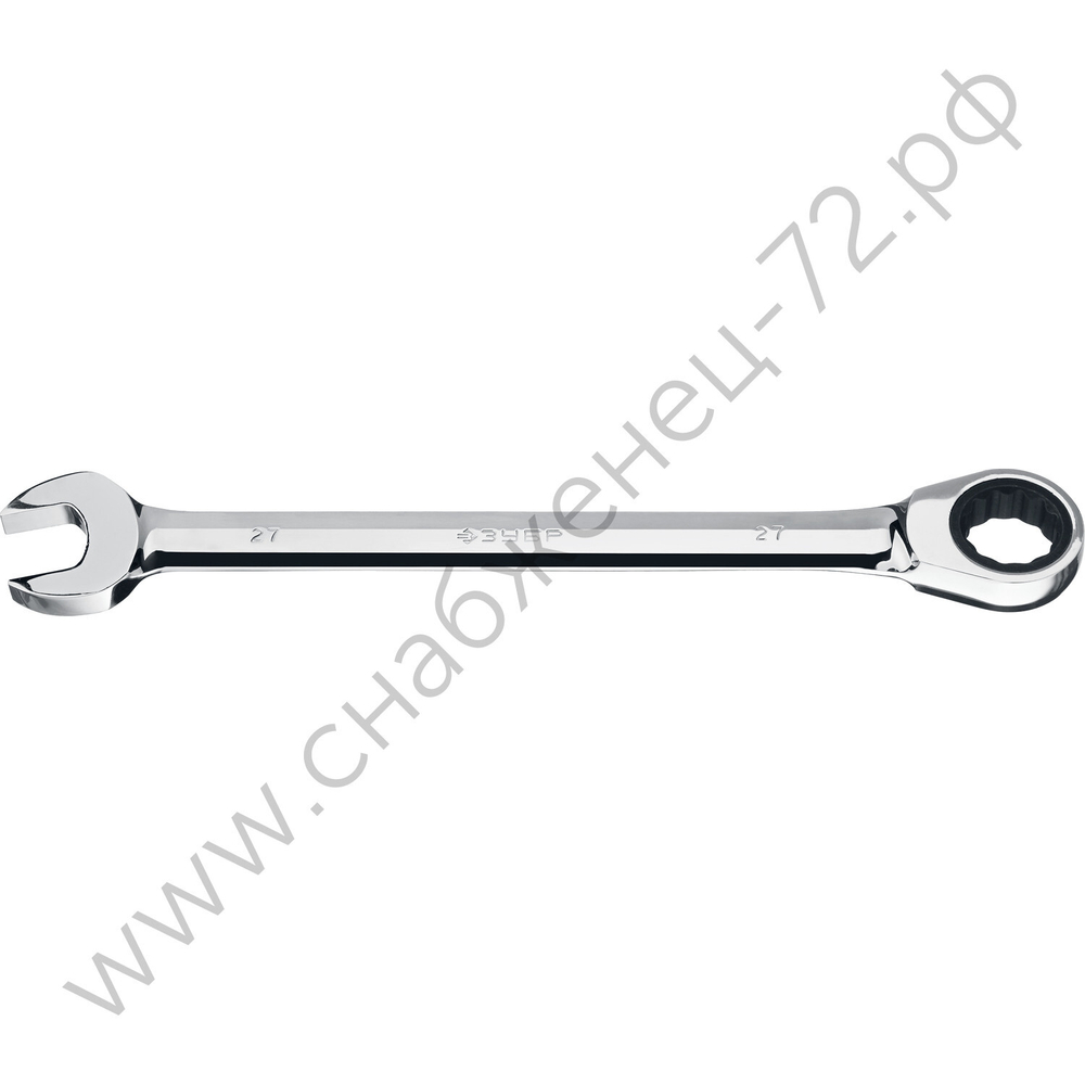 ЗУБР 27 мм, комбинированный трещоточный гаечный ключ, Профессионал (27074-27)