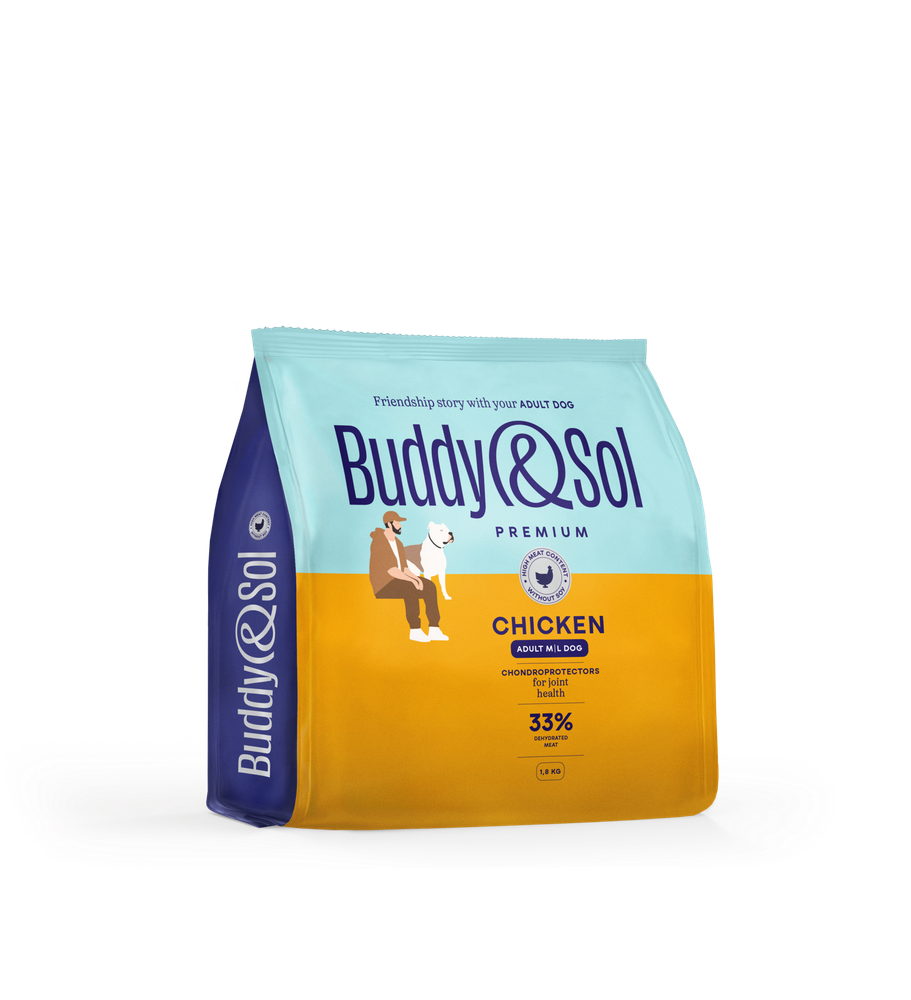 Сухой корм Buddy&amp;Sol PREMIUM ADULT M/L с курицей для взрослых собак средних и крупных пород 1,8 кг
